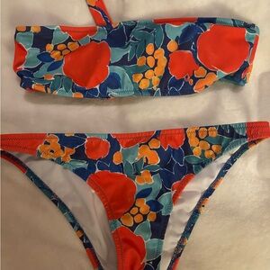 Floral Bikini Set - Red and Blue